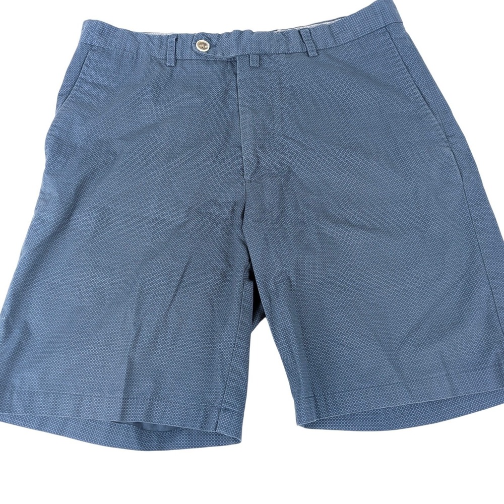 Peter Millar Mens Blue Micro Geometric Cotton Chino Shorts Size 33 Golf Casual